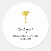 金ゴールドエレガントパームツリーサンキュー結婚式の引き出物 ラウンドシール (正面)