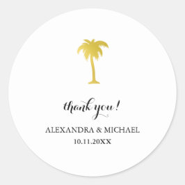 金ゴールドエレガントパームツリーサンキュー結婚式の引き出物 ラウンドシール