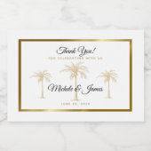 金ゴールドエレガントパームツリートロピカル結婚ズ スパークリングワインラベル (シングルラベル)