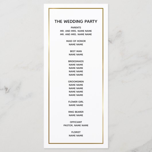 金ゴールドエレガントパームツリートロピカル結婚ズ プログラム (裏面)