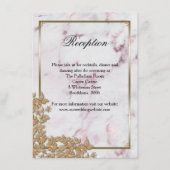 金ゴールドエレガントパールピンクマーブルウェディングレセプション エンクロージャーカード (正面)