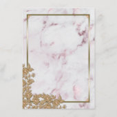 金ゴールドエレガントパールピンクマーブルウェディングレセプション エンクロージャーカード (裏面)