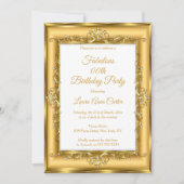 金ゴールドエレガントパールフォトウーマンズバースデーパーティー 招待状 (正面)