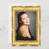 金ゴールドエレガントパールフォトウーマンズバースデーパーティー 招待状 (裏面)