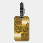 金ゴールドエレガントヒョウハイヒールシューズ動物 ラゲッジタグ (正面縦)