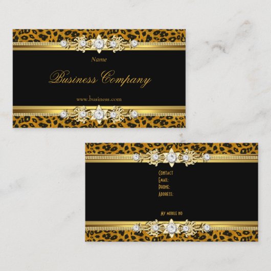 金ゴールドエレガントヒョウ黒ザオリジナル3 名刺 (正面/裏面)