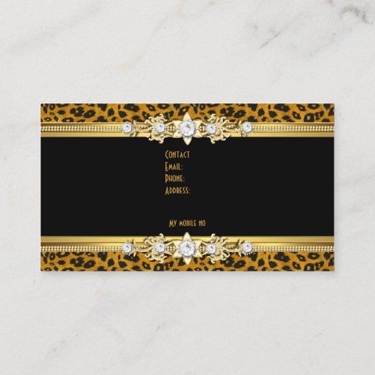 金ゴールドエレガントヒョウ黒ザオリジナル3 名刺 (裏面)