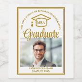 金ゴールドエレガントビジネススクール卒業MBA写真 ワインラベル (シングルラベル)