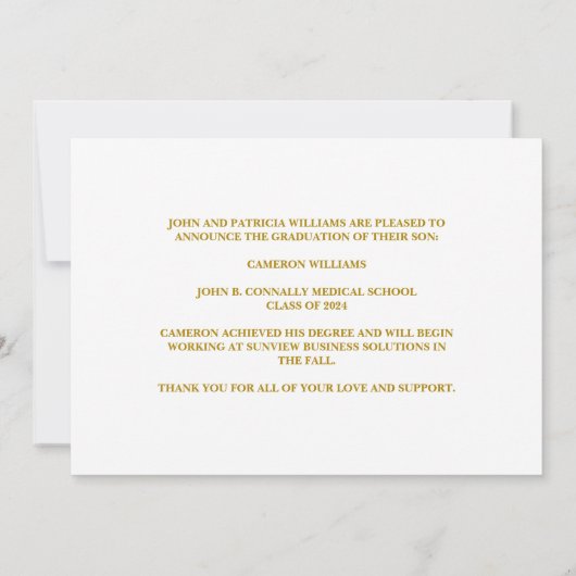 金ゴールドエレガントビジネススクール卒業MBA写真 案内状 (裏面)