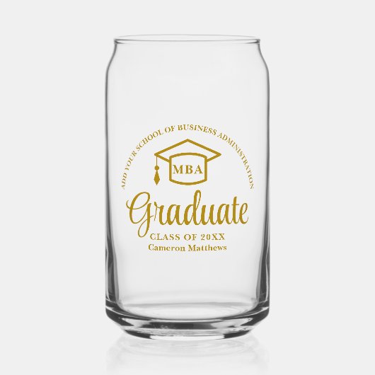 金ゴールドエレガントビジネススクール卒業MBA ガラス缶 (正面)