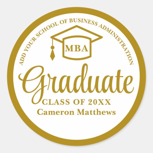 金ゴールドエレガントビジネススクール卒業MBA ラウンドシール (正面)