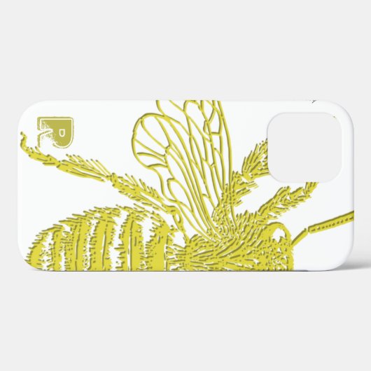 金ゴールドエレガントビーモノグラムケースメイトiPhoneケース Case-Mate iPhoneケース (裏面 (横))