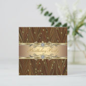 金ゴールドエレガントピアス誕生日パーティーの招待 招待状 (スタンド正面)