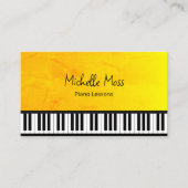 金ゴールドエレガントピアノレッスンQRコードシンプルキーボード 名刺 (正面)