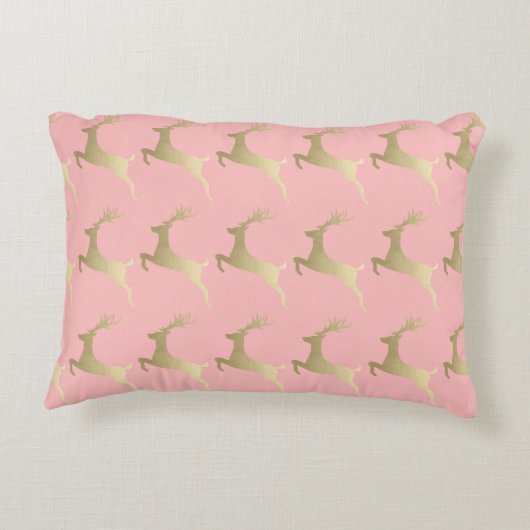 金ゴールドエレガントピンククリスマストナカイ模様 アクセントクッション (裏面)
