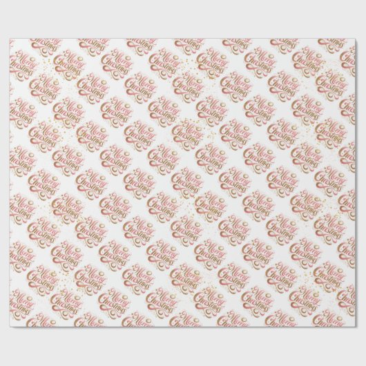 金ゴールドエレガントピンクスクリプトメリークリスマス ラッピングペーパー (フラット)