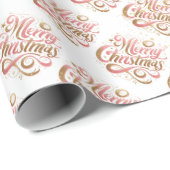 金ゴールドエレガントピンクスクリプトメリークリスマス ラッピングペーパー (ロールコーナー)