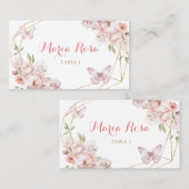 金ゴールドエレガントピンクフローラガールキンセアニラ プレイスカード (正面/裏面)