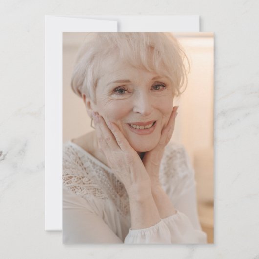 金ゴールドエレガントピンクフローラフォトお祝いの生活 招待状 (裏面)