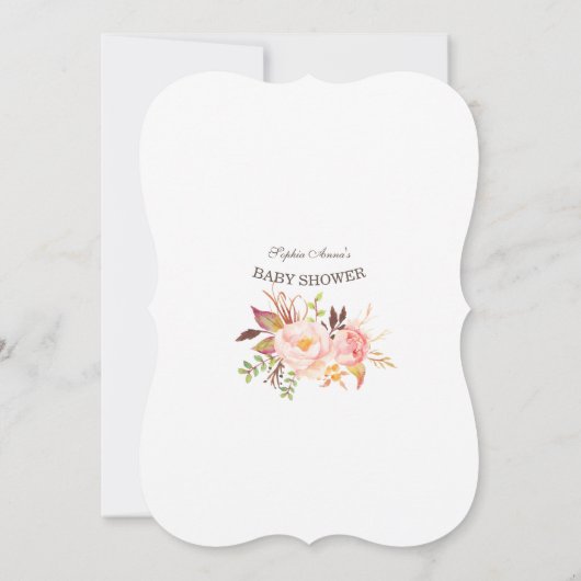 金ゴールドエレガントピンクフローラベビーシャワーポールコレオ 招待状 (裏面)