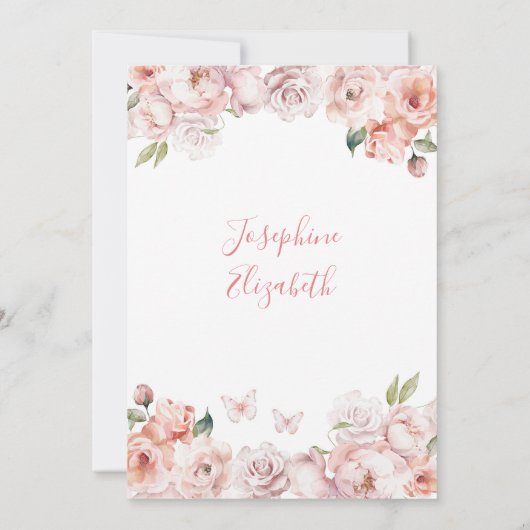 金ゴールドエレガントピンクフローラミクリンスアニョス誕生日 招待状 (裏面)