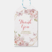 金ゴールドエレガントピンクフローラMIS XVアニョスありがとう ギフトタグ (正面)