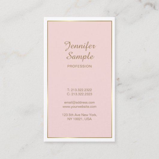 金ゴールドエレガントピンクホワイトモダントレンディープレインラグジュアリー 名刺 (正面)