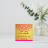 金ゴールドエレガントピンクマンダラ&インディアンウェディングRSVP エンクロージャーカード (スタンド正面)