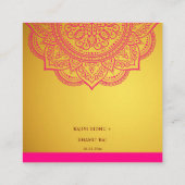 金ゴールドエレガントピンクマンダラ&インディアンウェディングRSVP エンクロージャーカード (裏面)