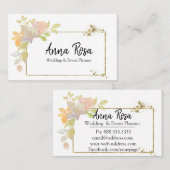 *~*金ゴールドエレガントピンクラベンダー水彩フラワー 名刺 (正面/裏面)