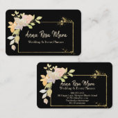 **金ゴールドエレガントピンクラベンダー水彩フローラ 名刺 (正面/裏面)