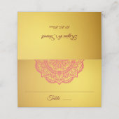 金ゴールドエレガントピンクレッドペイズリーインディアンヒンドゥー結婚ズ プレイスカード (外部開封)