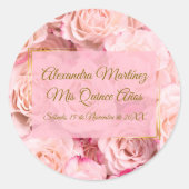 金ゴールドエレガントピンクローズフローラキンセアニラ ラウンドシール (正面)