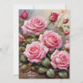 金ゴールドエレガントピンクローズ結婚式招待状 招待状 (裏面)