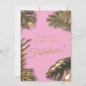 金ゴールドエレガントピンク写真50素晴らしい誕生日 サンキューカード (正面)