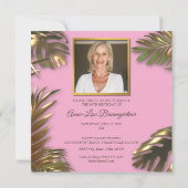 金ゴールドエレガントピンク写真50素晴らしい誕生日 招待状 (裏面)