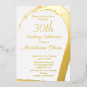 金ゴールドエレガントピンク30歳の誕生日 箔招待状 (正面)