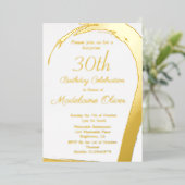 金ゴールドエレガントピンク30歳の誕生日 箔招待状 (立ち正面)
