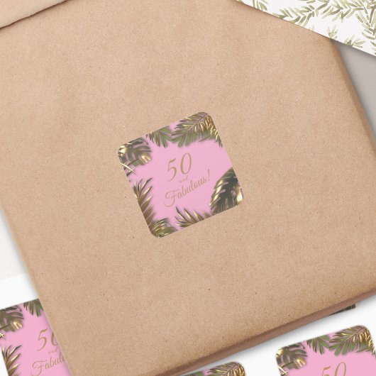 金ゴールドエレガントピンク50ファブラス誕生日 スクエアシール