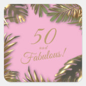 金ゴールドエレガントピンク50ファブラス誕生日 スクエアシール (正面)