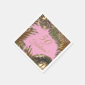 金ゴールドエレガントピンク50ファブラス誕生日 スタンダードカクテルナプキン (角)
