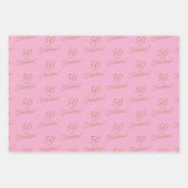 金ゴールドエレガントピンク50ファブラス誕生日 ラッピングペーパーシート (正面2)