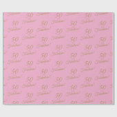 金ゴールドエレガントピンク50ファブラス誕生日 ラッピングペーパー (フラット)