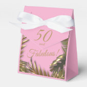 金ゴールドエレガントピンク50素晴らしい誕生日ラージギフト フェイバーボックス (正面サイド)