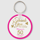 金ゴールドエレガントピンク50誕生日お願い キーホルダー (正面)
