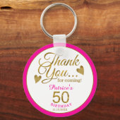 金ゴールドエレガントピンク50誕生日お願い キーホルダー (正面)