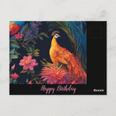 金ゴールドエレガントピーコックインカラフルガーデン ポストカード (裏面)