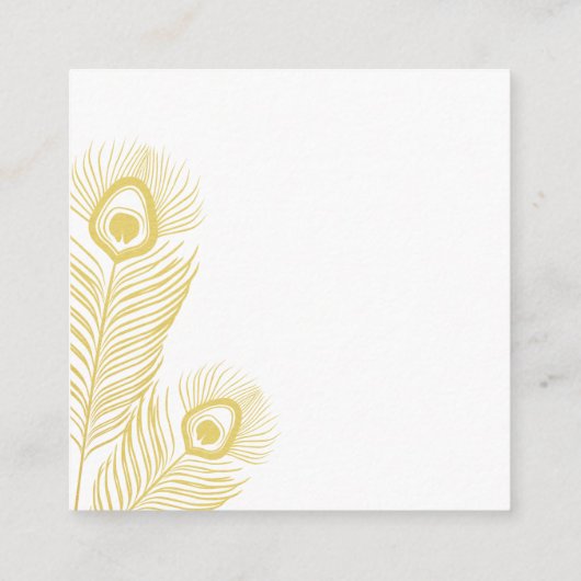 金ゴールドエレガントピーコックウェディングRSVPカード エンクロージャーカード (裏面)