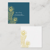 金ゴールドエレガントピーコックウェディングRSVPカード エンクロージャーカード (正面/裏面)