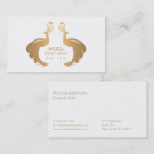 金ゴールドエレガントピーコックス美容師用ロゴ 名刺 (正面/裏面)